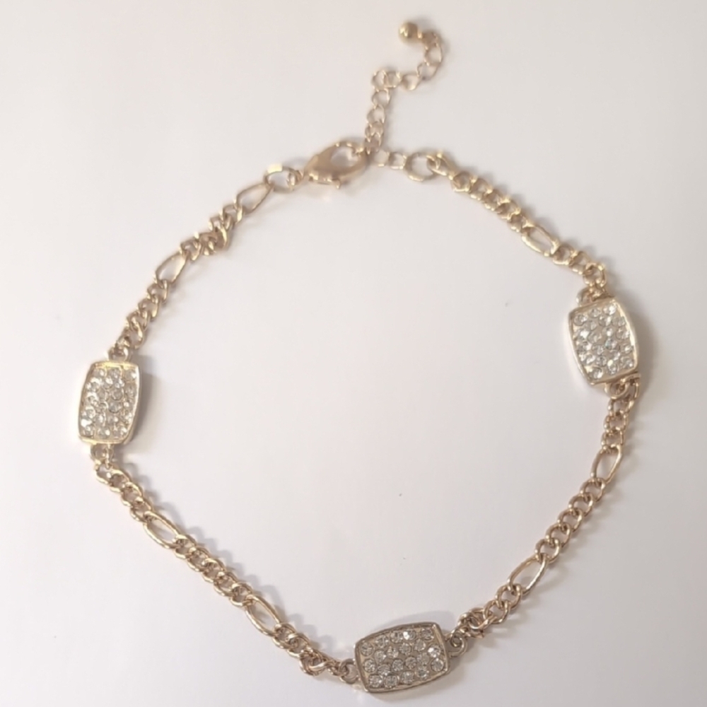 Gold and Silver Crystal Bracelet with Adjustable Chain